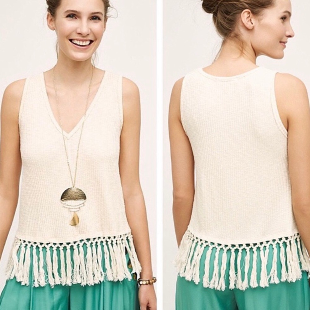 Anthropologie Eri + Ali Beachcomber Fringe Tank